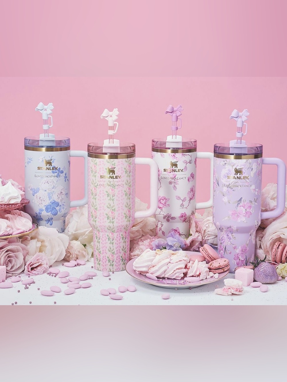 Stanley x LoveShackFancy Pink purple blue Floral Straw 40oz flowstate quencher